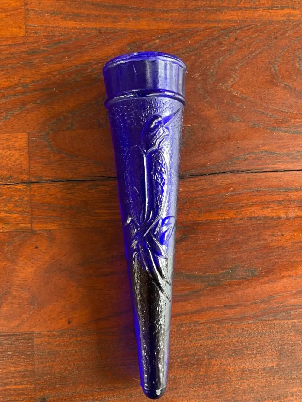 Art Deco Cobalt Blue Depression Dugan Glass Company Automobile Wall Pocket